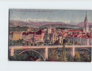 Postcard View of City and Alps Bern Switzerland