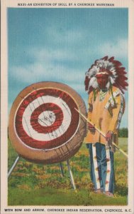 Postcard Bow Arrow Cherokee Marksman Indian Reservation Cherokee NC