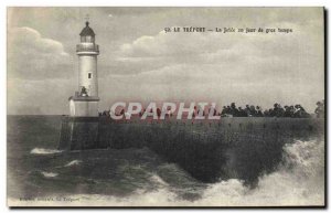 Old Postcard Lighthouse Treport The pier one day big time