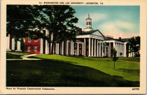 Vtg 1930s Washington and Lee University Lexington Virgina VA Linen Postcard