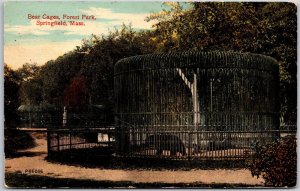 1913 Bear Cages Forest Park Springfield Massachusetts Zoo Park Posted Postcard