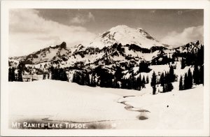 Mt. Rainier Lake Tipsoe Washington WA Unused Real Photo Postcard E98