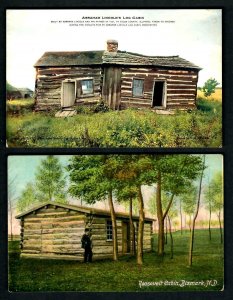 G84 Presidents Abraham Lincoln Log Cabin Ill.  T. Roosevelt Cabin Bismark, N.D.