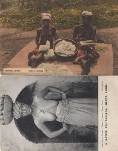 Sierra Leone African Women Cotton Carding Risque Old Crafts Postcard