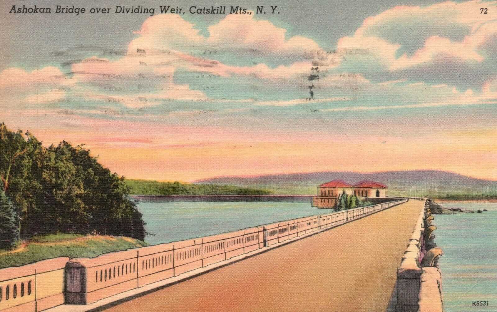Vintage Postcard 1948 Ashokan Bridge over Dividing Weir Mts. NY New