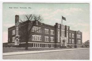 High School Platteville Wisconsin 1920s postcard