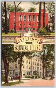 1954 Greetings From Skidmore College Saratoga Springs New York Posted Postcard