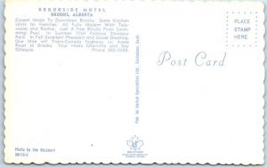 BROOKS, ALBERTA, Canada   Roadside  BROOKSIDE MOTEL  ca 1960s-70s  Postcard