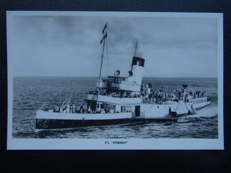 Shipping Cosens & Co. P.S. EMBASSY Bournemouth Excursion Steamer Old RP Postcard