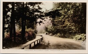Vancouver BC Driveway in Stanley Park Gowen Sutton RPPC Postcard H12