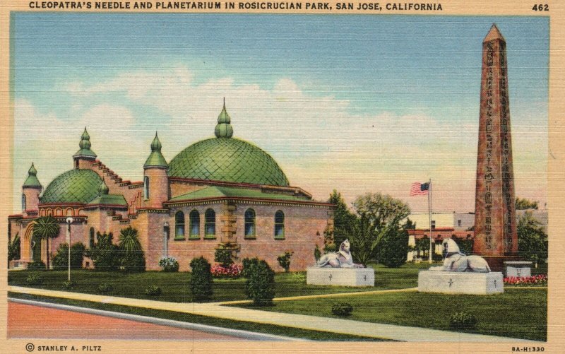 Vintage Postcard Cleopatra's Needle Planetarium Rosicrucian Park San Jose CA
