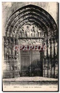 Old Postcard Senlis the Cathedral Portal