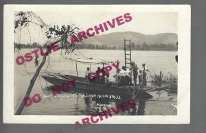 Lansing IOWA RPPC 1910 STEAMBOAT WRECK J.S. Salvage HARD HELMET DIVER Diving 2