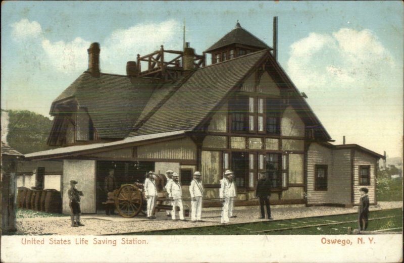 Oswego NY Life Saving Station c1905 Postcard