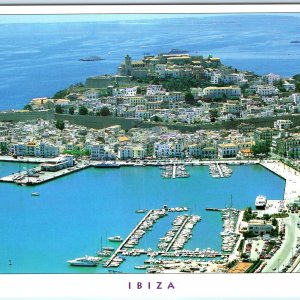 c1990s Ibiza, Spain Eivissa Dalt Vila Harbor Marina Aerial View Chrome Lg PC M28