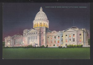 Arkansas LITTLE ROCK Night View of State Capitol Pub by Inter-City News ~ Linen