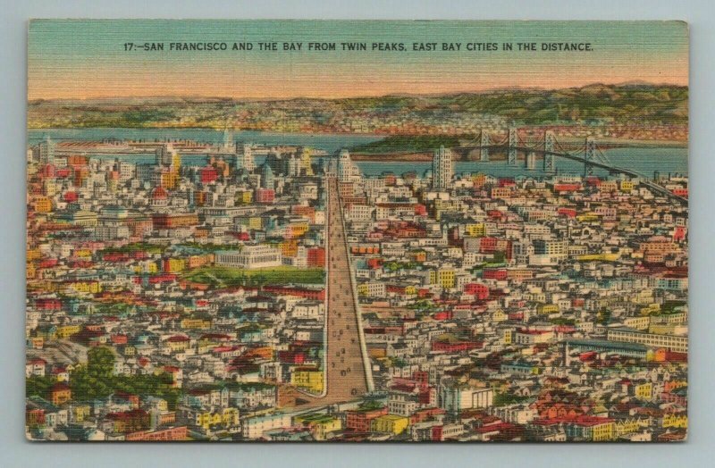 San Francisco And The Bay From Twin Peaks, California, Postcard