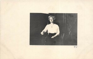 1913 RPPC Real Photo Postcard Woman Seated In Ornate Chair