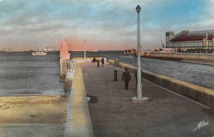 RPPC CHERBOURG La Petite Jetée et le Monument du Surcouf c1940s Vintage Postcard