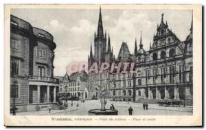 Old Postcard Wiesbaden Schlobpiatz Place du Chateau Place of Castle