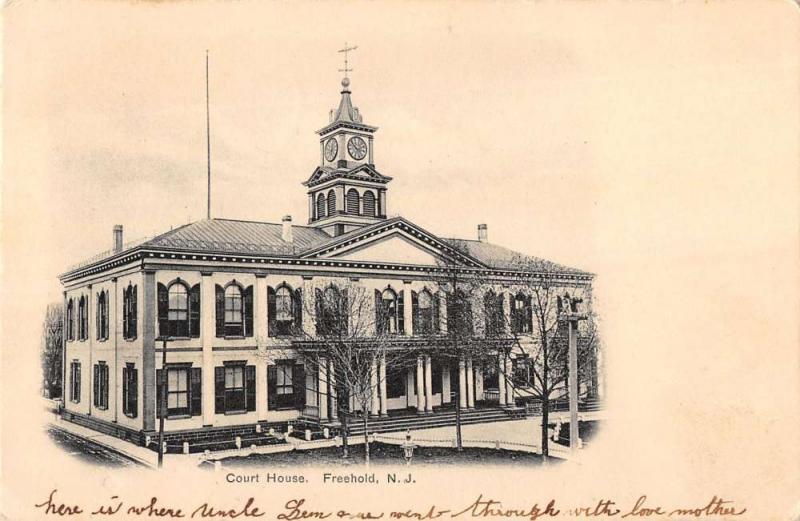 Freehold New Jersey Court House Exterior Street View Antique Postcard K29199