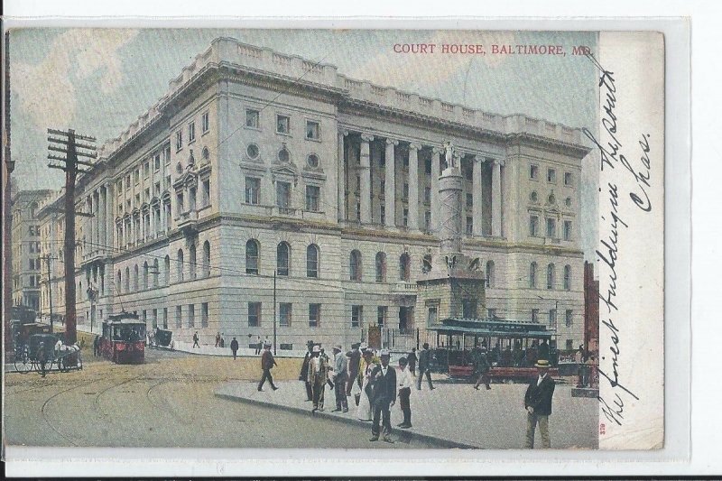 1901 Court House ,Twin Trolley's Baltimore, Maryland Postcard