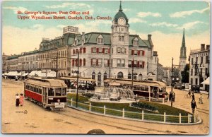 Postcard Guelph Ontario c1910s St. George's Square Post Office Upper Wyndham St.