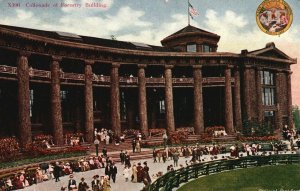 Vintage Postcard 1910's Collonade of Forestry Building Alaska Yukon Exposition