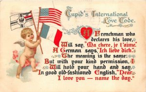 VALENTINE CUPID INTERNATIONAL LOVE CODE ROMANCE FRANCE GERMANY USA POSTCARD 1907
