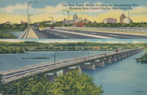 Harrisburg PA, Pennsylvania - Taylor Bridge over Susquehanna River - Linen