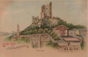 GRUSS VOM DRACHENFELS RITTERSAAL GERMANY HOLD TO LIGHT HTL NOVELTY POSTCARD