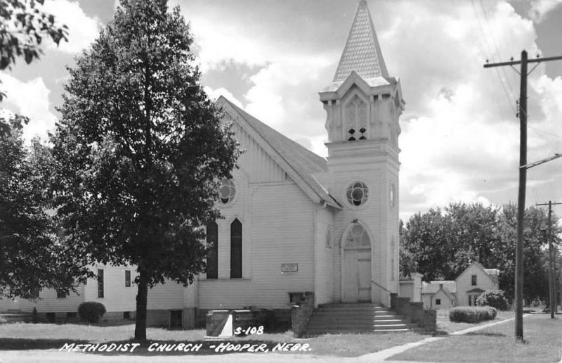 Hooper Nebraska Methodist Church Real Photo Antique Postcard K59655