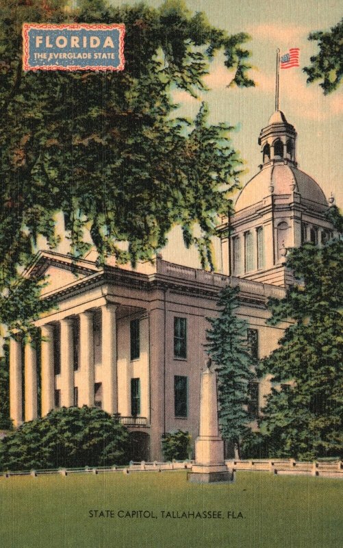 Vintage Postcard 1930's View of State Capitol Tallahassee Florida FL