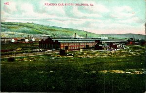 Vtg Postcard 1910s Reading PA - reading Railroad Car Shops Unused