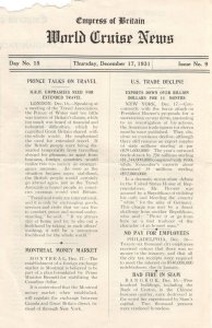 Empress Of Britain Ship 17th December 1931 News Guide Prince Of Wales