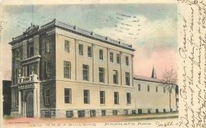 1907 New YMCA Building Mankato Minnesota hand colored Warwick postcard 8868