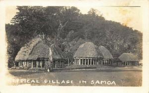 Samoa Oceania Thatched Huts Real Photo Postcard