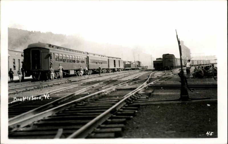 Brattleboro Vermont VT Train at Station REISSUE Real Photo Postcard 1950s-60s