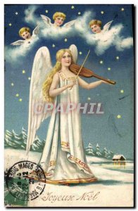 Postcard Old Violin Fantasy Angel Christmas Angels