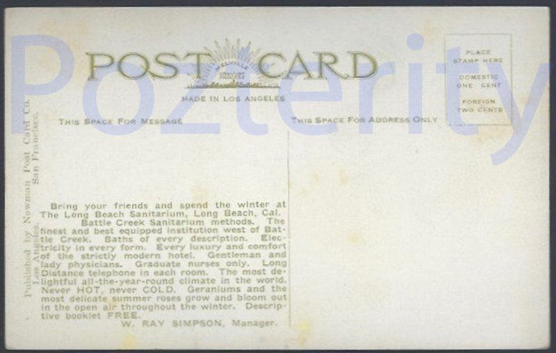 LONG BEACH SANITARIUM  LONG BEACH CALIFORNIA