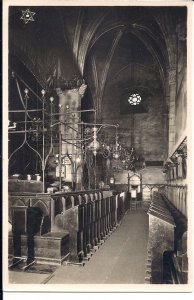 RPPC JUDAICA, Prague, Czechoslovkia, Old New Synagogue Interior, 1920's, Jewish