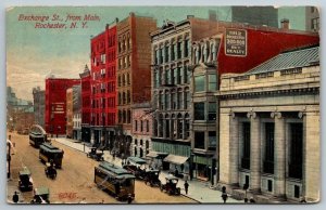 Exchange Street  Rochester  New York  Trolley   Postcard  1919