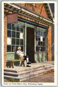 Williamsburg Virginia 1950s Postcard Barber & Peruke Maker's Shop