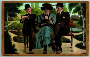 Romance Comic Women w Two Men Two Soles Single Thought UNP Bamforth Postcard F6