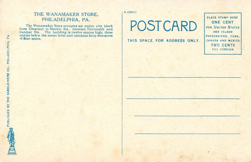 PA - Philadelphia. John Wanamaker Store