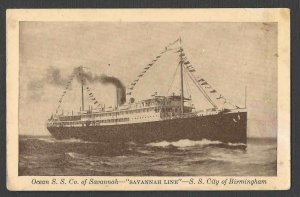 Ca 1921 PPC* SAVANNAH LINE SS CITY OF BIRMINGHAM OCEAN LINER PHOTO TYPE SEE INFO
