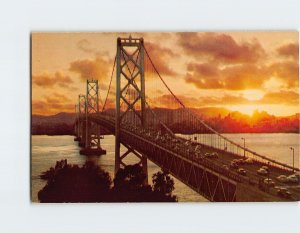 Postcard San Francisco-Oakland Bay Bridge at Sunset California USA