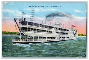 1938 Excursion Steamer JS De Luxe Scene Dubuque Iowa IA Posted Vintage Postcard