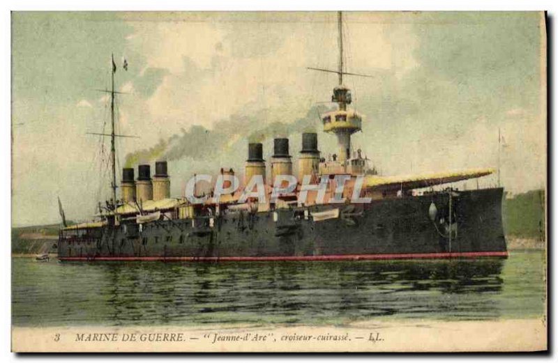 Old Postcard Boat Navy Joan of Arc Cruiser Breastplate