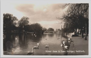 England River Ouse & Town Bridge Bedford Vintage RPPC C188